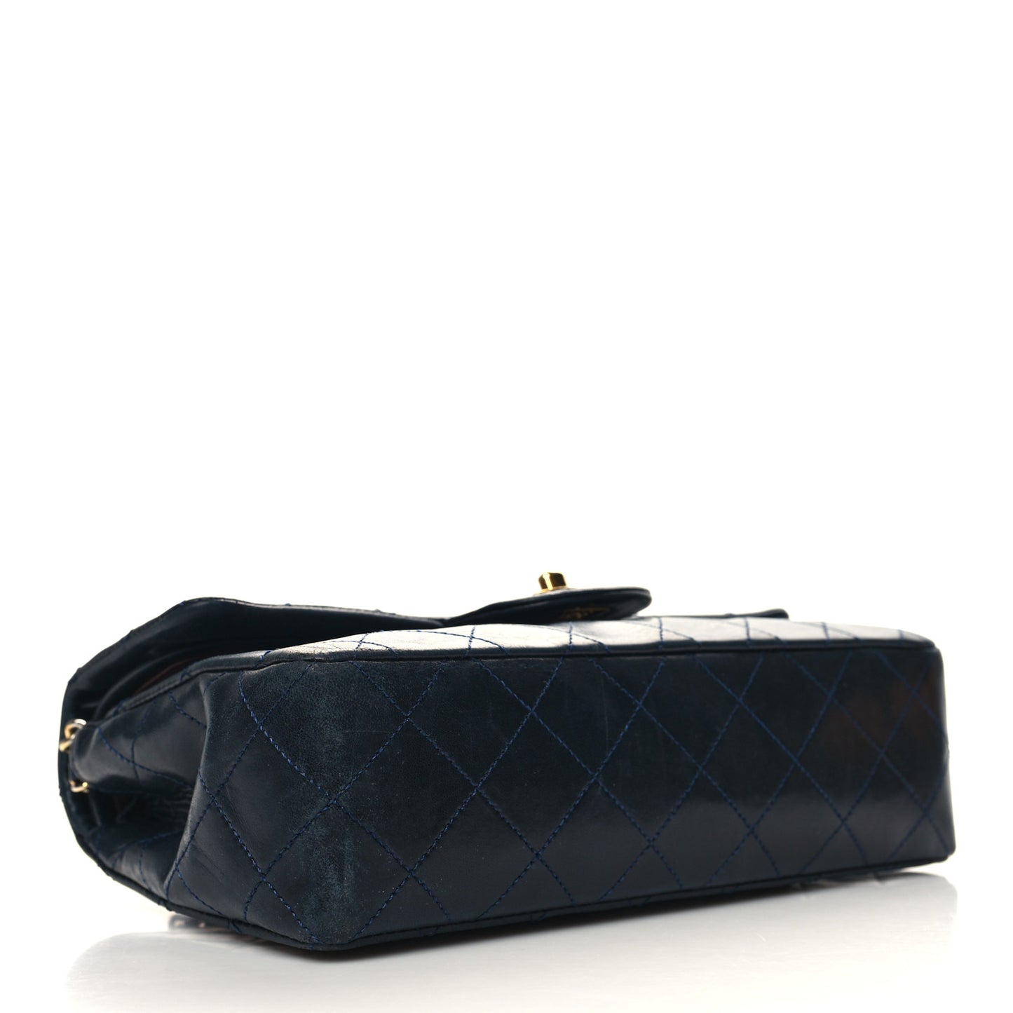 Lambskin Quilted Small Double Flap Navy