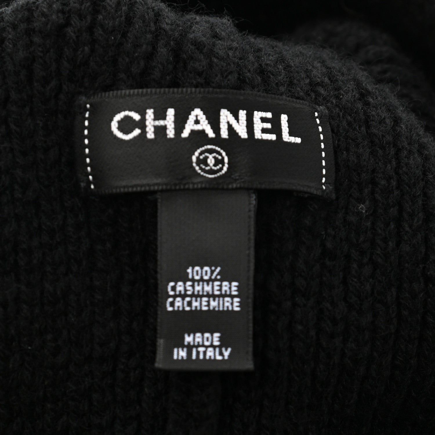 Chanel Cashmere CC Logo Beanie Hat Black 4 of 4