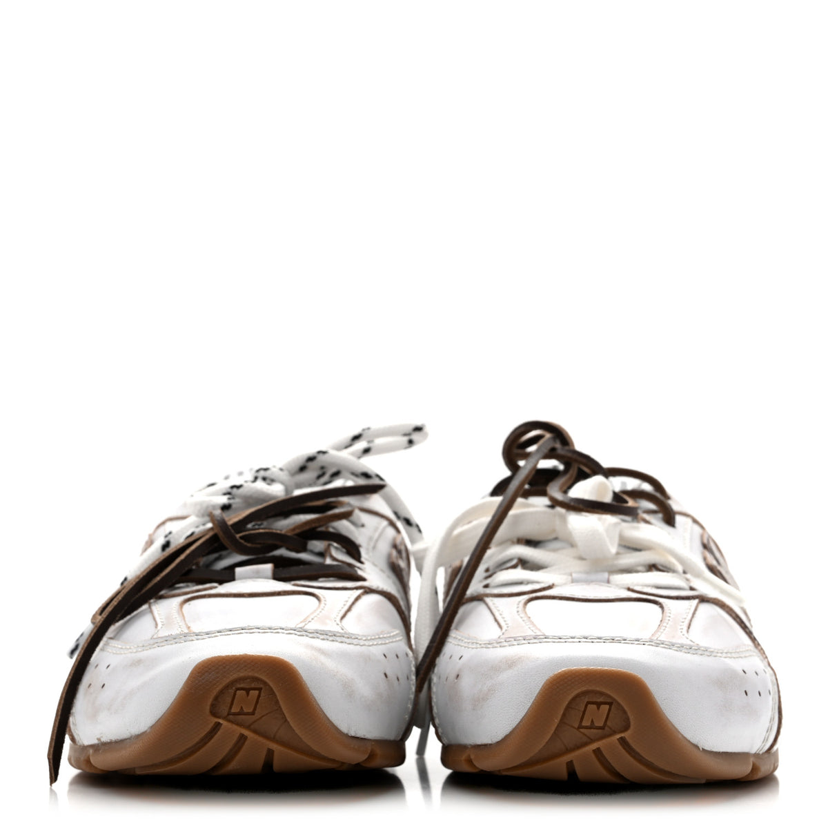 X NEW BALANCE Bleached Calfskin 530 SL Slip-On Sneakers Mules 40 White