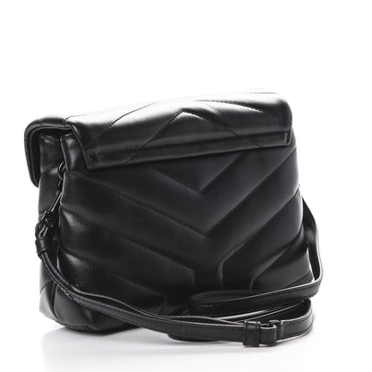 Saint Laurent Calfskin Y Quilted Monogram Toy Loulou Crossbody Bag Black 2 of 12