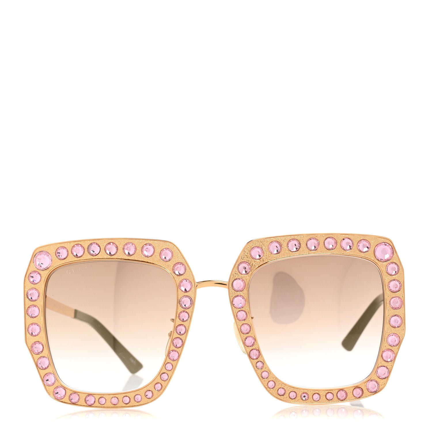 Gucci Metal Acetate Crystal Oversize GG0115S Sunglasses Rose Gold 2 of 8