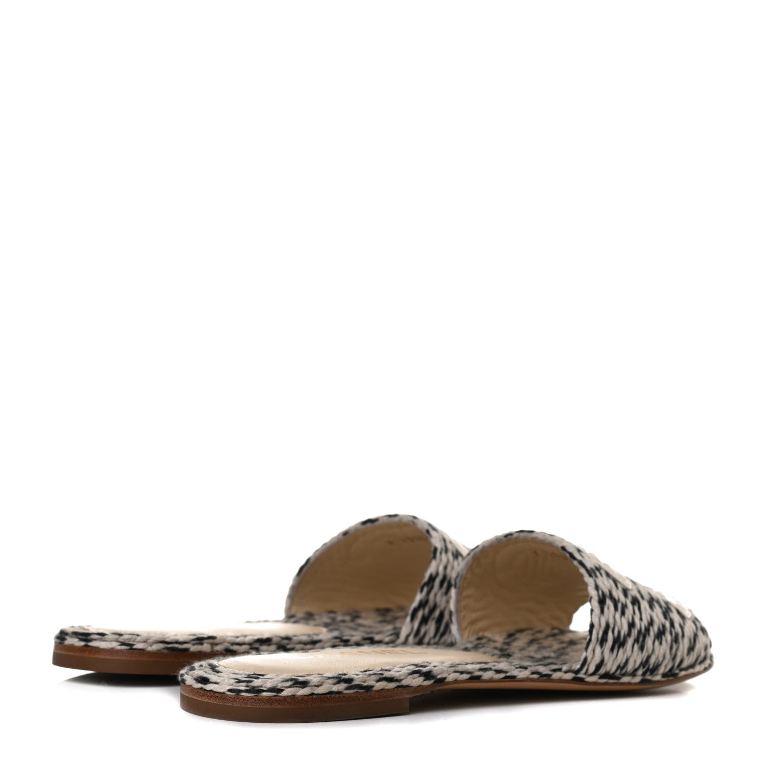 Chanel Cord CC Mules 38 Beige Black 4 of 12