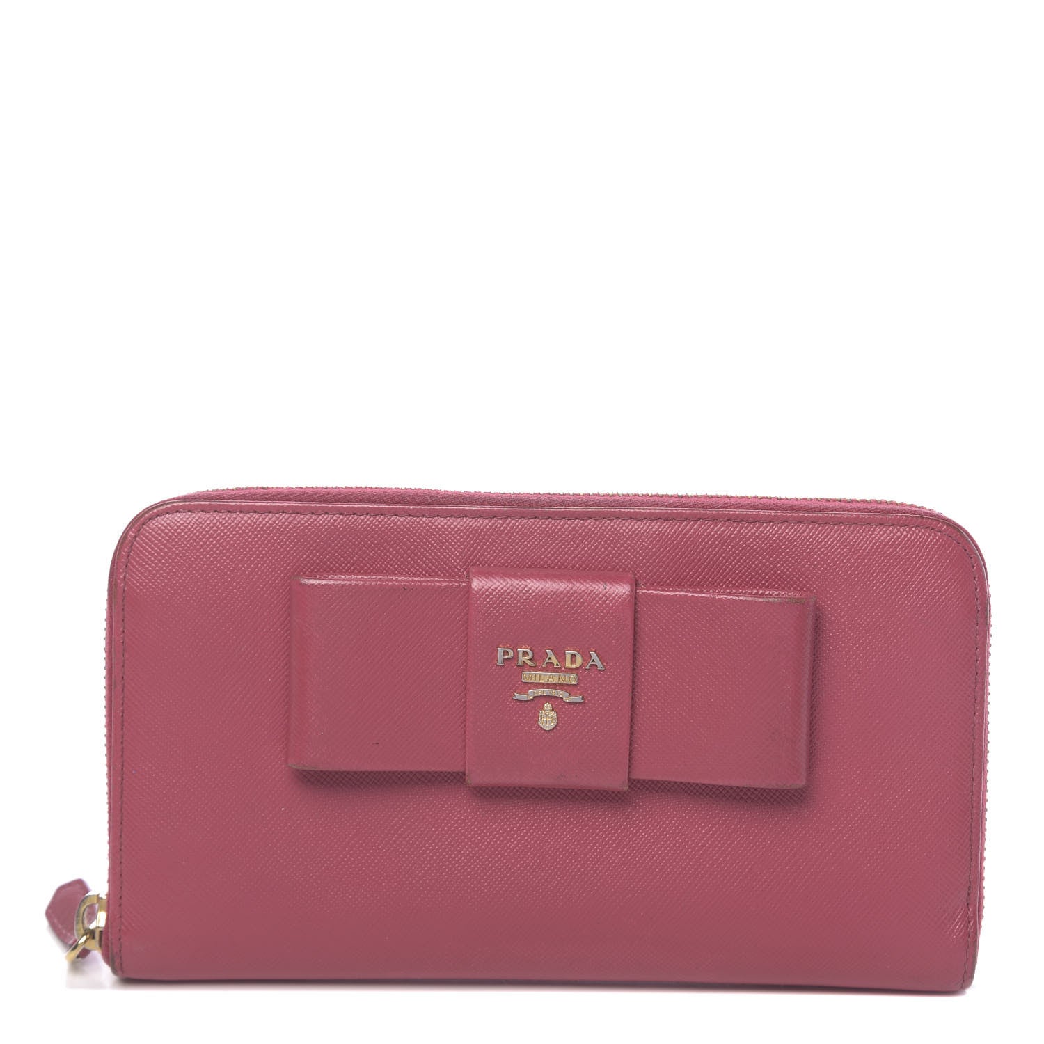 Prada Saffiano Fiocco Bow Zip Around Wallet Peonia 1 of 11