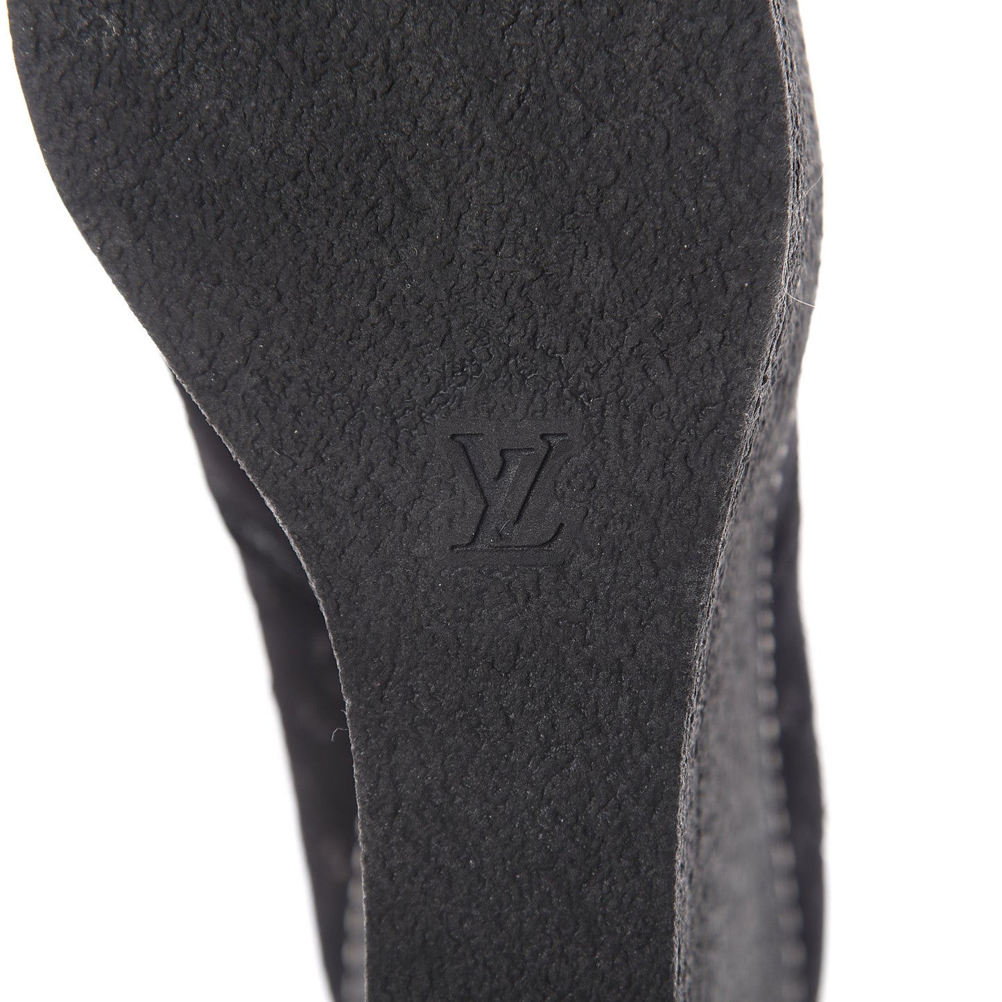 Suede Embossed Monogram Frosty Wedge Low Boots 37 Black