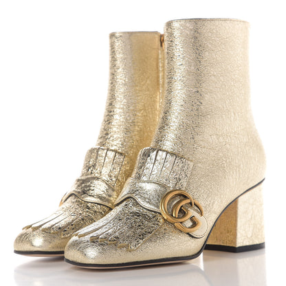 Gucci Galassia GG Marmont Fringe 75mm Ankle Boots 35 Platino 3 of 13