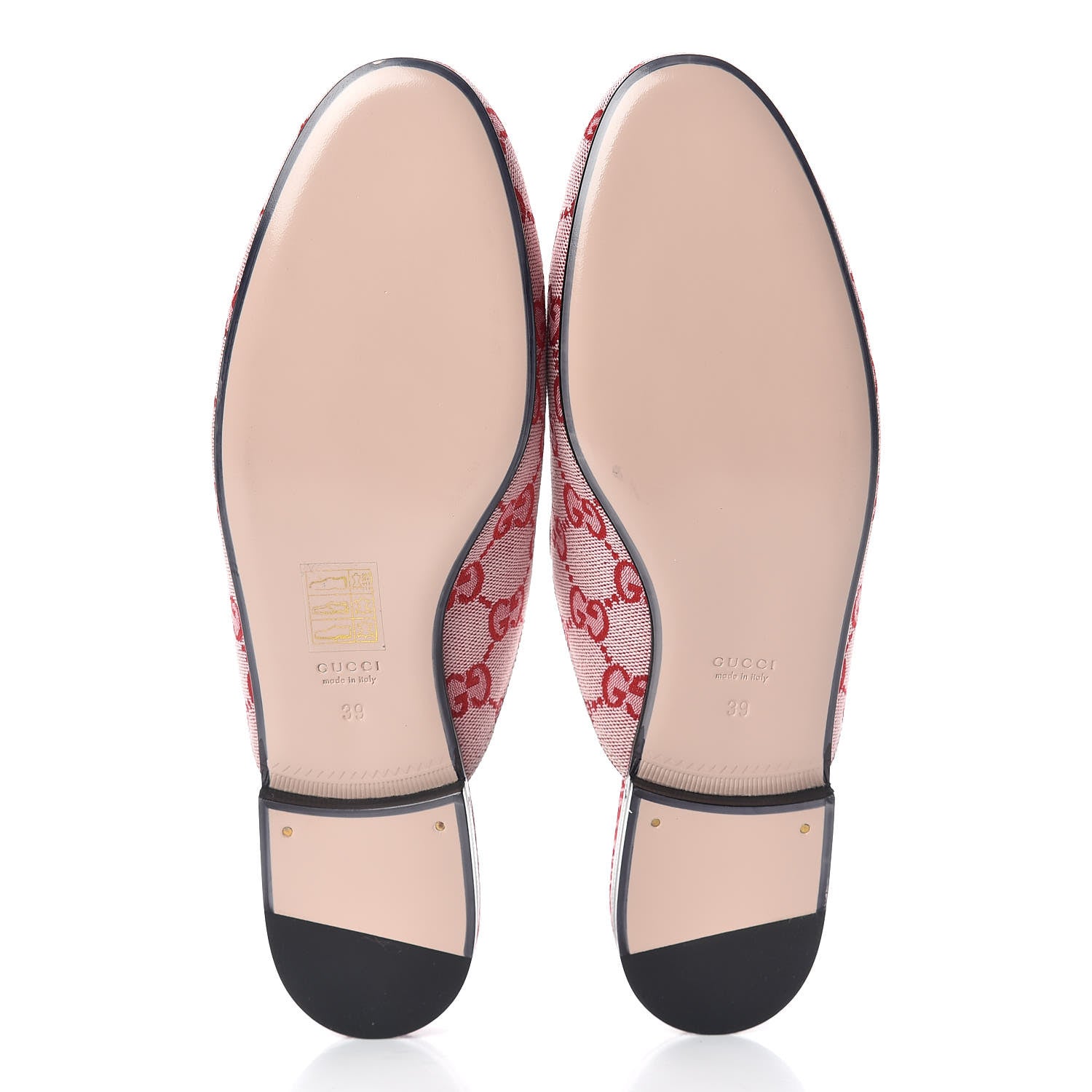 Gucci Canvas GG Monogram Horsebit Womens Princetown Slippers 39 Gardenia Hibiscus Red 5 of 9