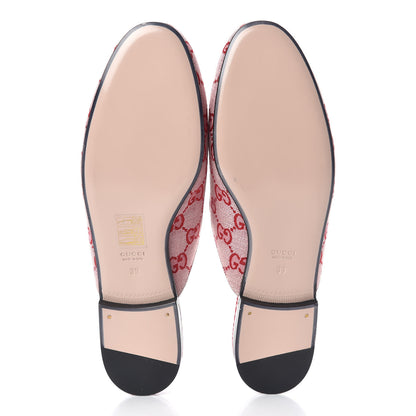 Gucci Canvas GG Monogram Horsebit Womens Princetown Slippers 39 Gardenia Hibiscus Red 5 of 9