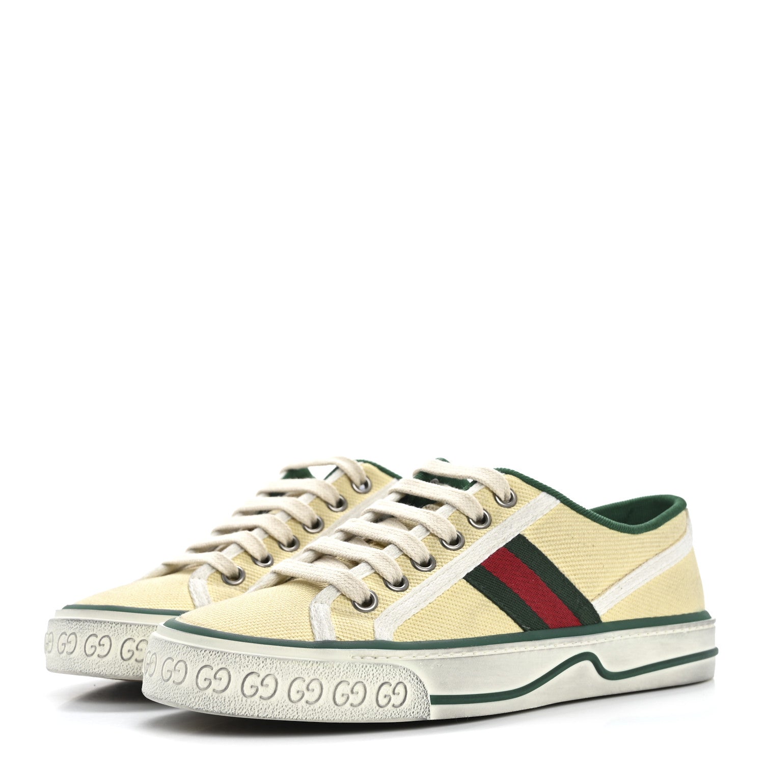 Gucci Canvas Web Womens 1977 Tennis Sneakers 35 Burro Mystic White 4 of 9