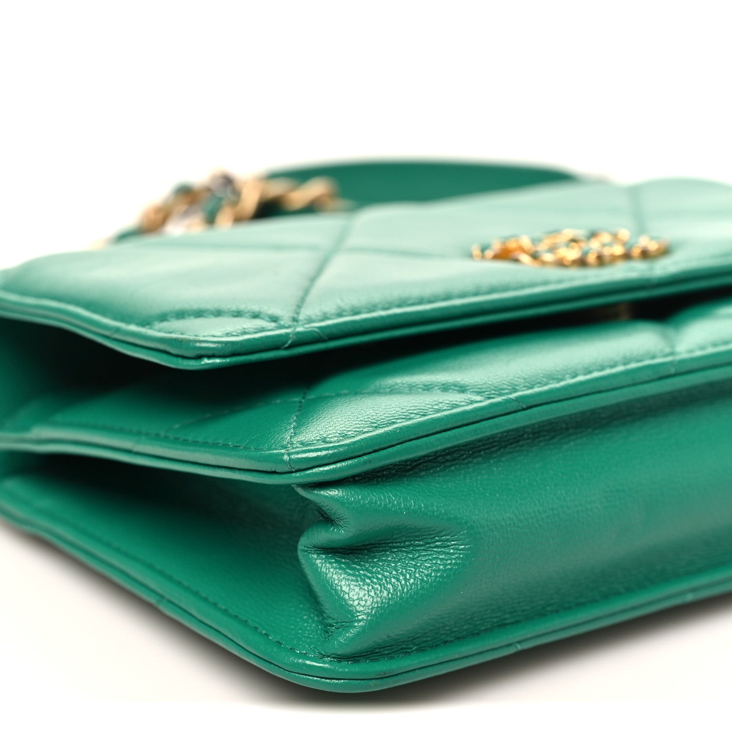 Chanel Lambskin Quilted Chanel 19 Wallet On Chain WOC Green 10 of 12
