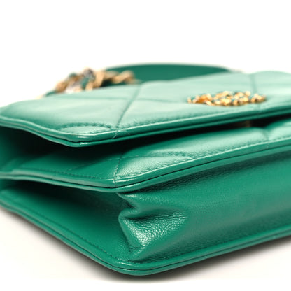 Chanel Lambskin Quilted Chanel 19 Wallet On Chain WOC Green 10 of 12