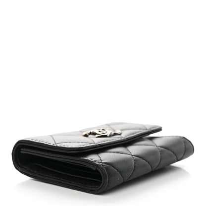 Chanel Lambskin Enamel Quilted Compact Flap Wallet Black 4 of 9