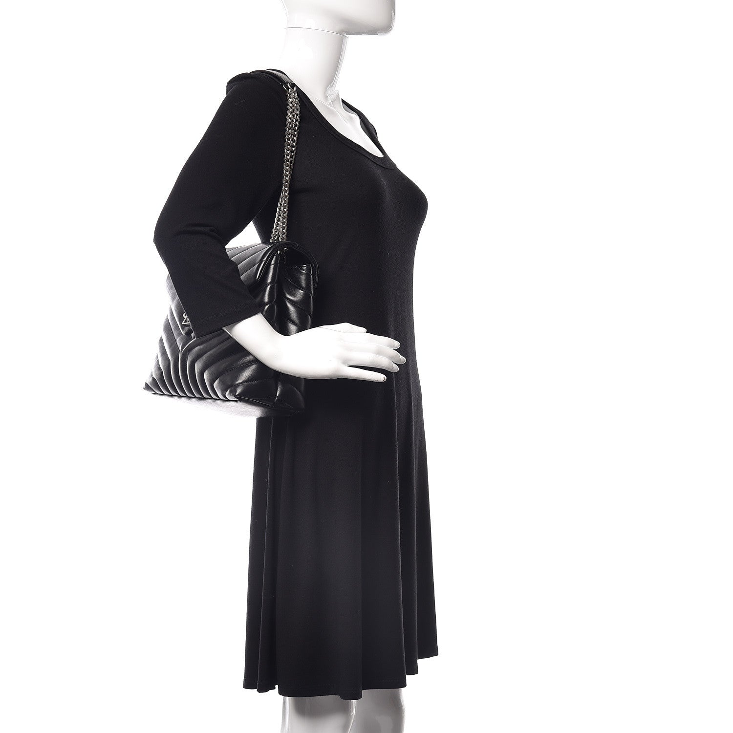 Saint Laurent Calfskin Y Quilted Monogram Medium Loulou Chain Satchel Black 2 of 9