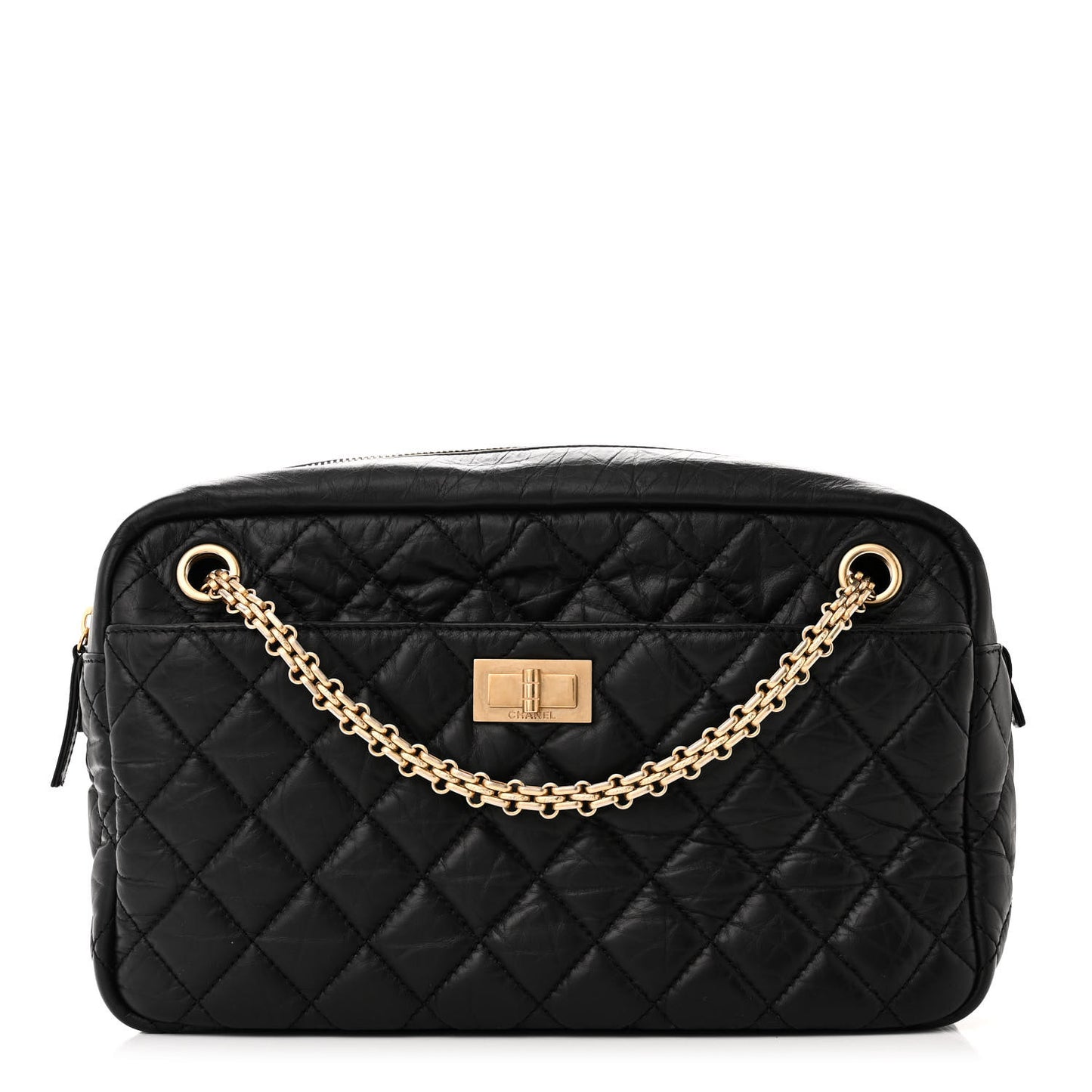 Aged Calfskin Quilted Medium Reissue Camera Case Black