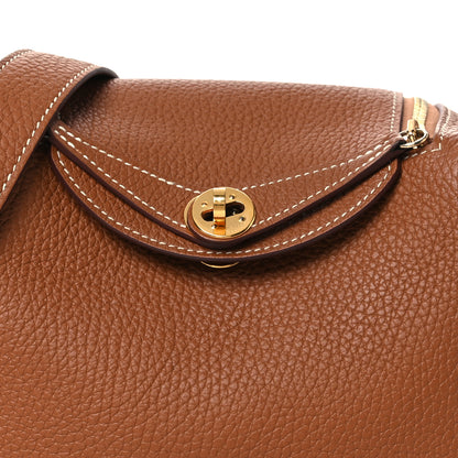 Hermes Taurillon Clemence Mini Lindy 20 Gold 8 of 14