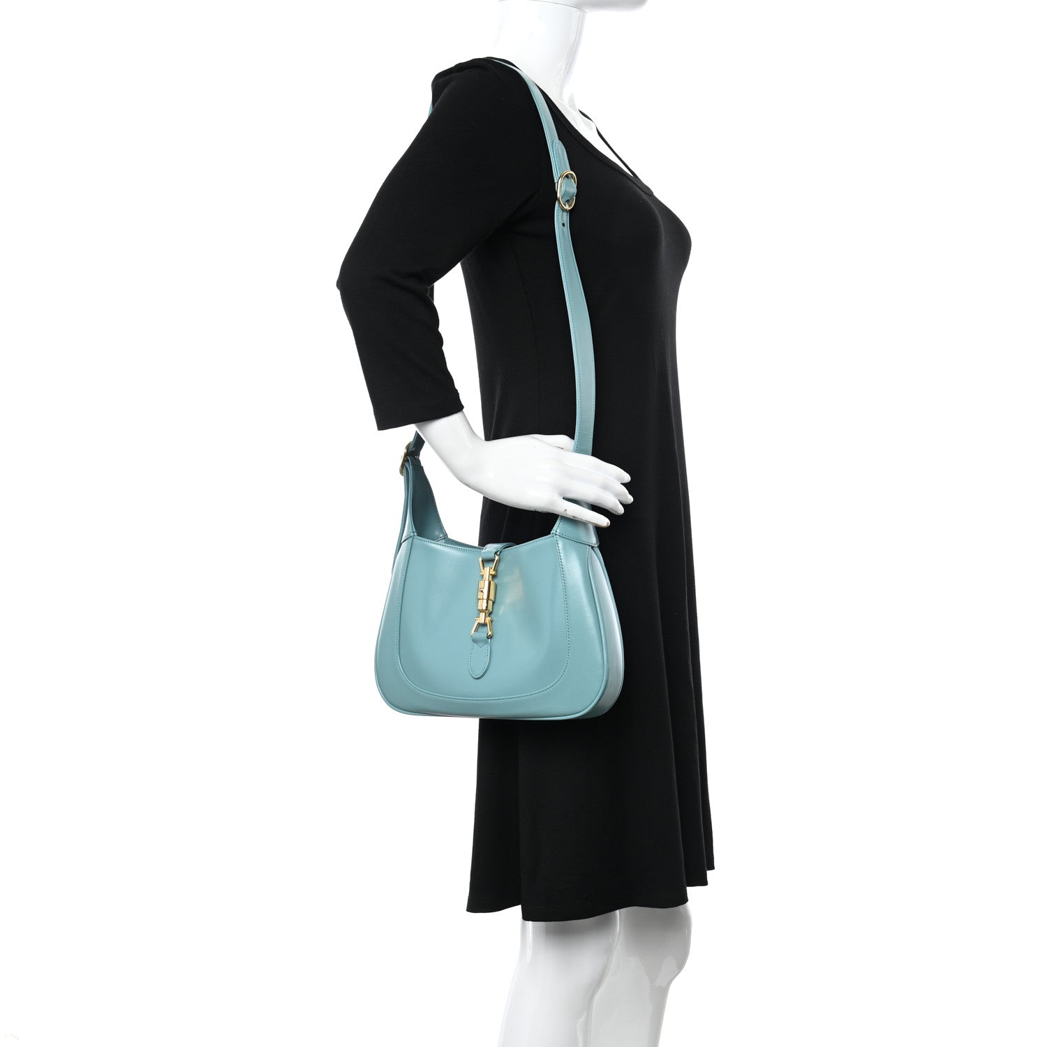 Gucci Boarded Dyana Lux Calfskin Small Jackie 1961 Hobo Dusty Azure 2 of 13