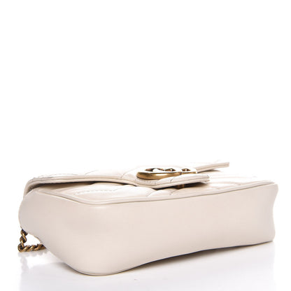 Gucci Calfskin Matelasse Super Mini GG Marmont Shoulder Bag White 4 of 9