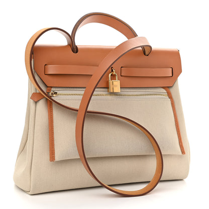 Hermes Vache Hunter Toile Herbag Zip 31 PM Trench Gold 4 of 12