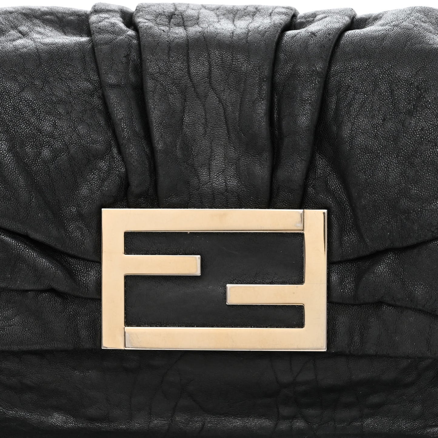Crinkled Lambskin Mia Shoulder Flap Black