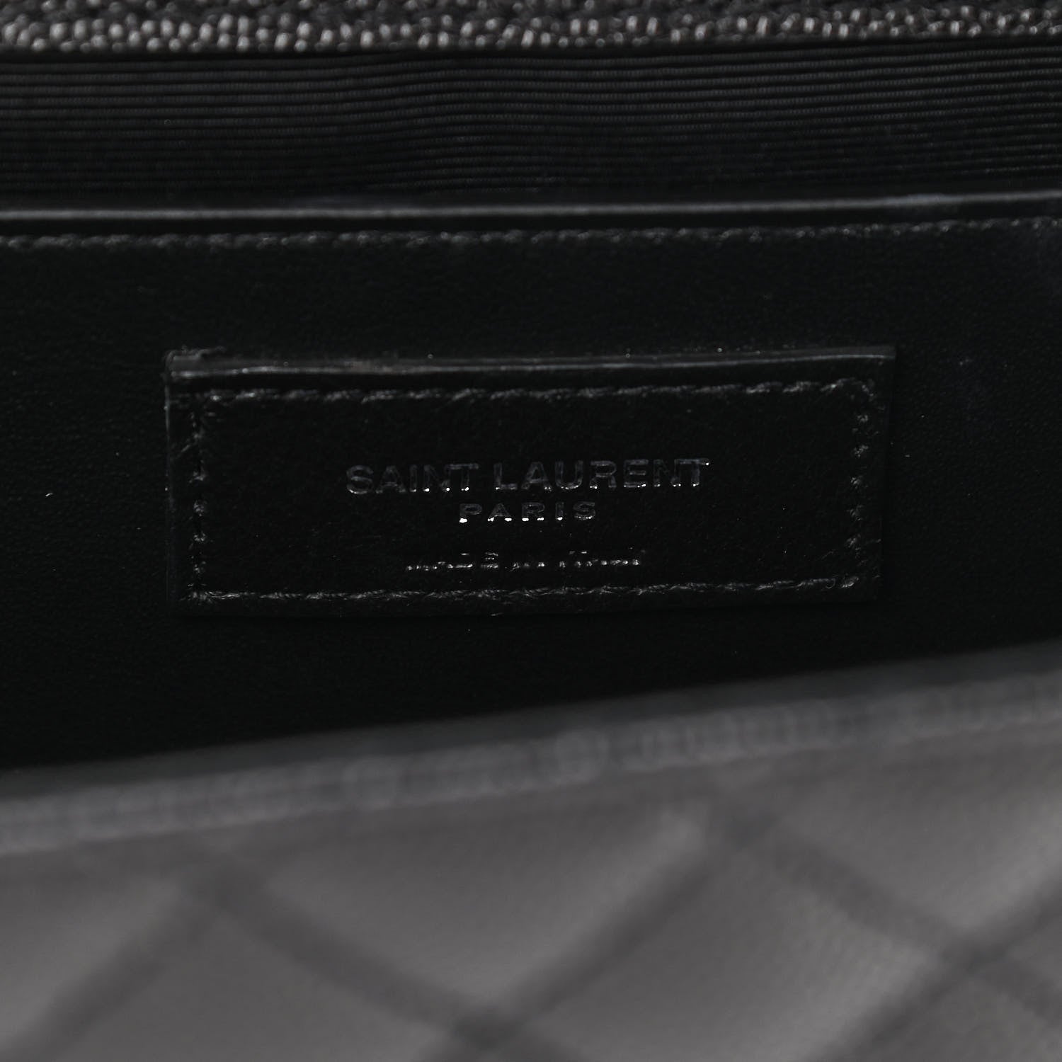 Saint Laurent Grain De Poudre Textured Mixed Matelasse Triquilt Medium Monogram Satchel Black 6 of 11