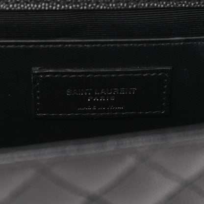 Saint Laurent Grain De Poudre Textured Mixed Matelasse Triquilt Medium Monogram Satchel Black 6 of 11
