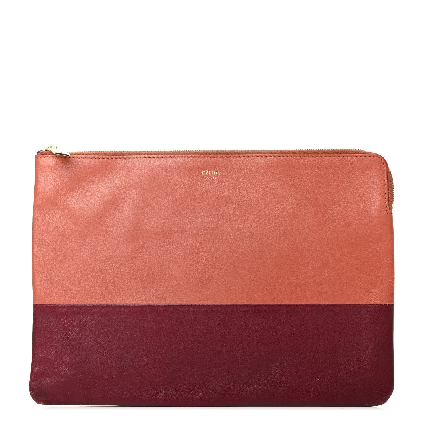 Celine Lambskin Bi-Color Solo Clutch Pouch Terracotta 1 of 4