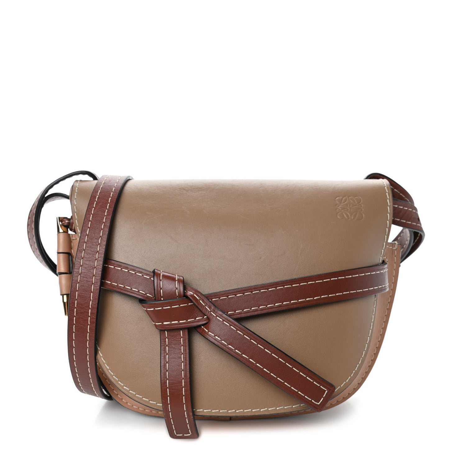Calfskin Small Gate Crossbody Bag Taupe