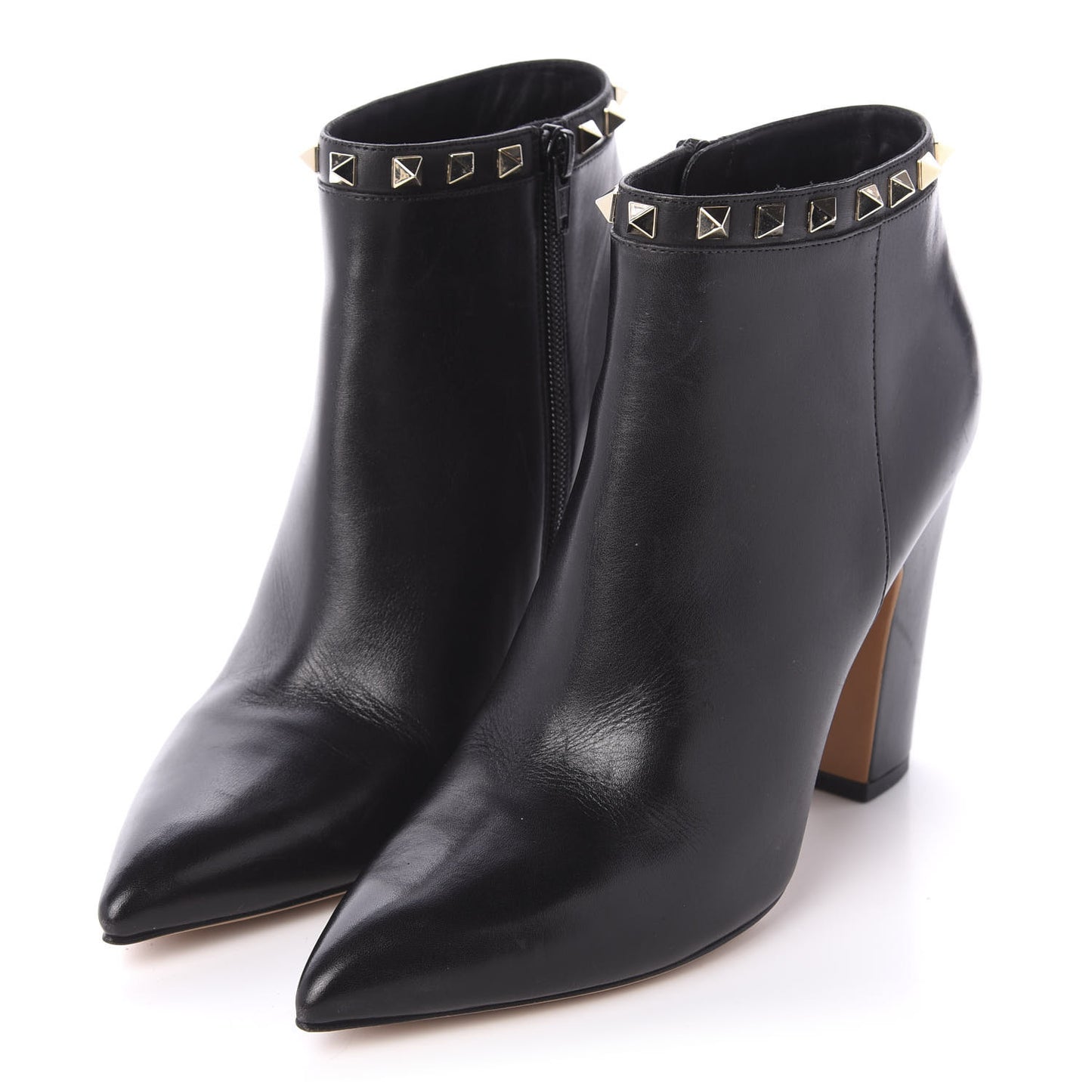 Calfskin Rockstud 100mm Ankle Boots 40 Black