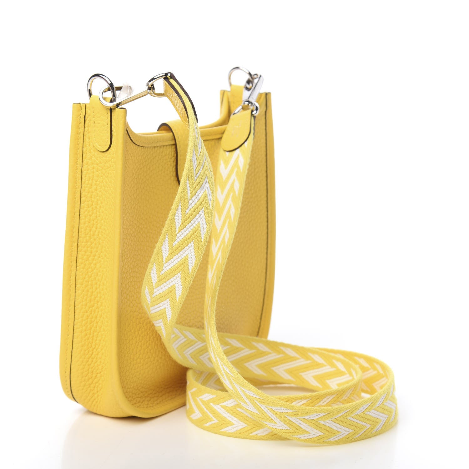 Hermes Taurillon Clemence Amazone Evelyne TPM Jaune De Naples White 3 of 12