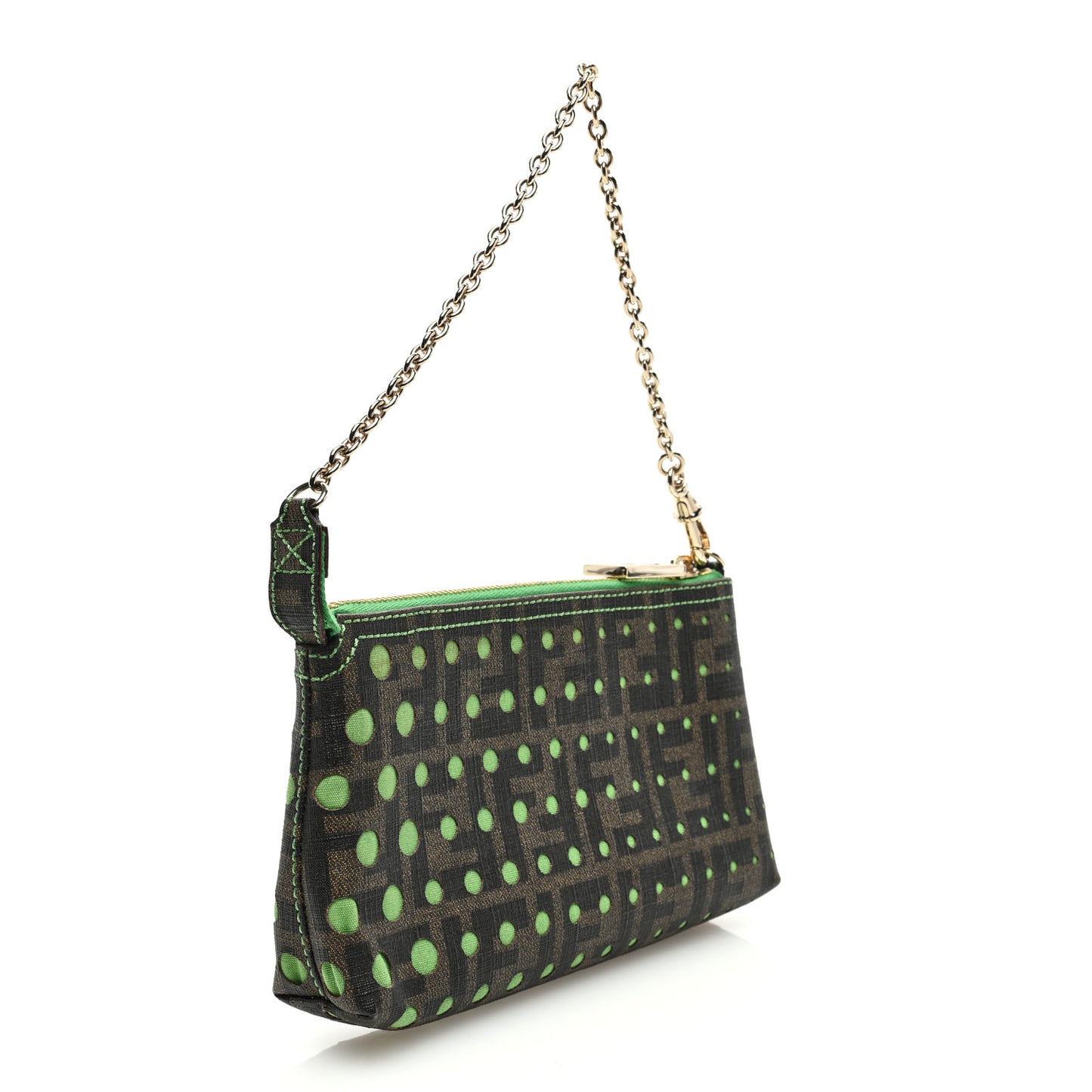 Zucca Spalmati Dots Pochette Tobacco Green