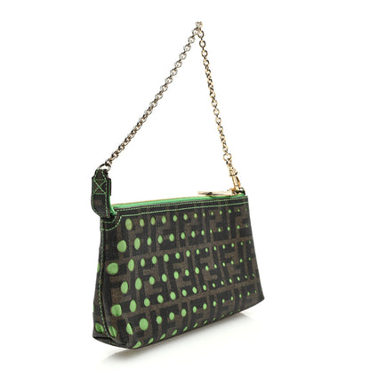 Fendi Zucca Spalmati Dots Pochette Tobacco Green 3 of 10