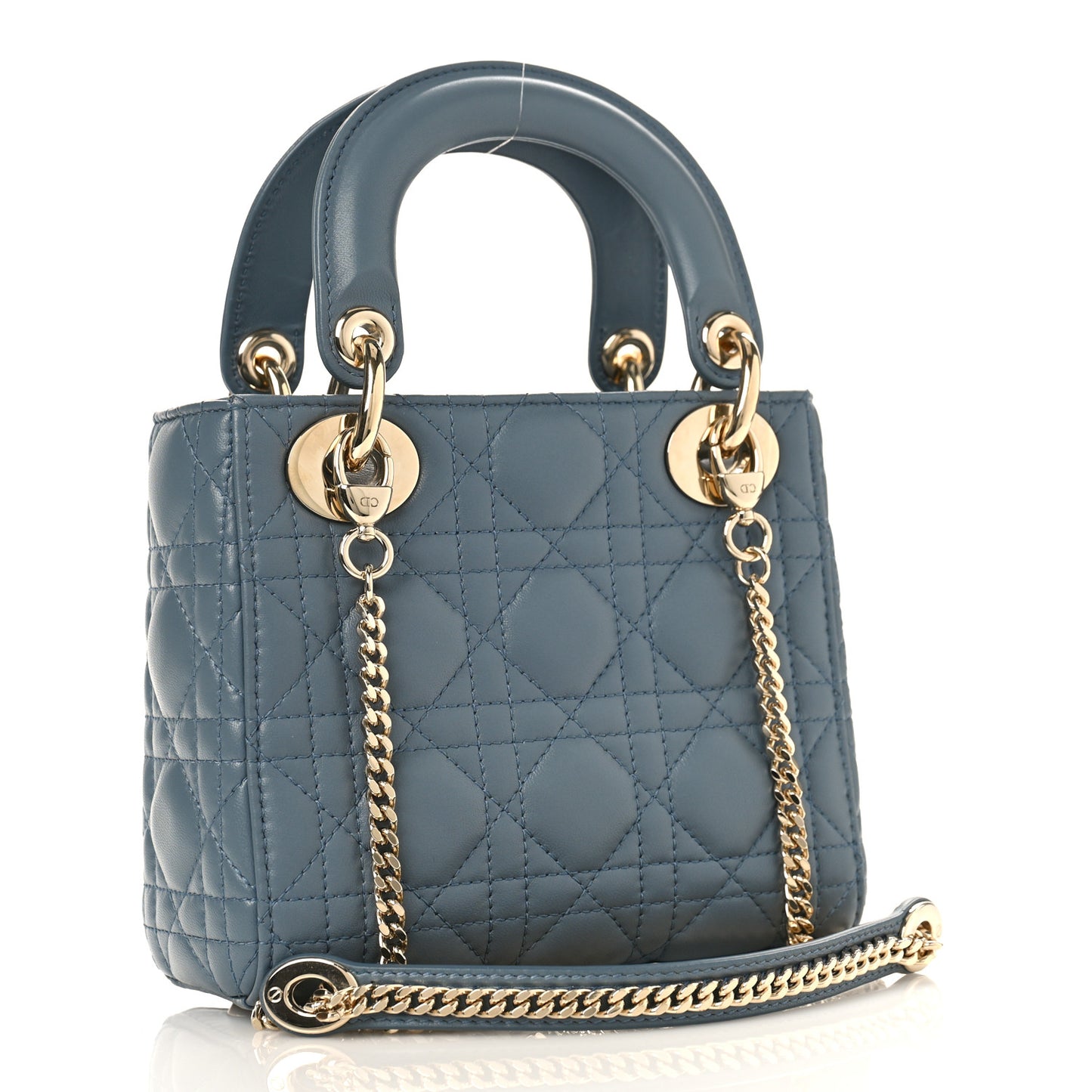 Lambskin Cannage Mini Lady Dior Cloud Blue