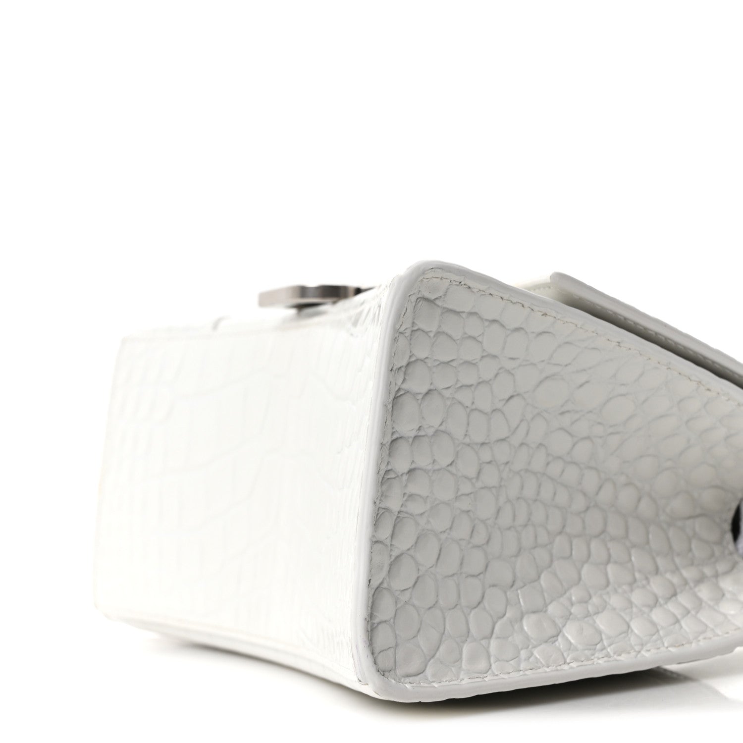 Balenciaga Shiny Calfskin Crocodile Embossed Small Hourglass Top Handle Bag White 10 of 10