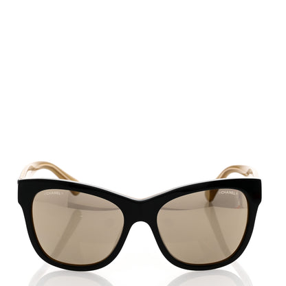 Chanel Acetate Mirrored Runway Square Sunglasses 5380-A Black Gold 2 of 8