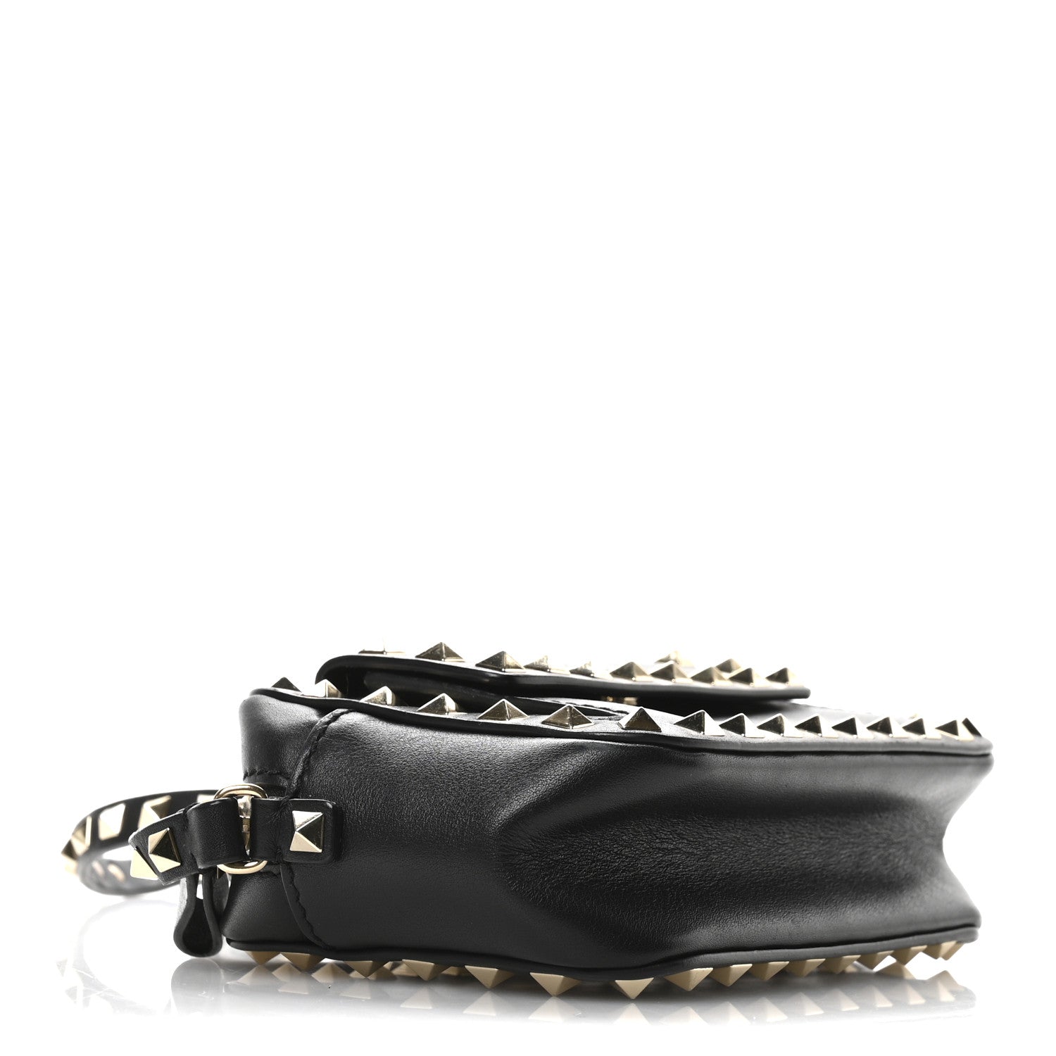 Valentino Garavani Grained Calfskin Small Rockstud Flap Pocket Camera Crossbody Bag Black 4 of 9