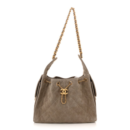 Chanel Suede Quilted Small Chanel 25 Handbag Dark Grey 1 of 11
