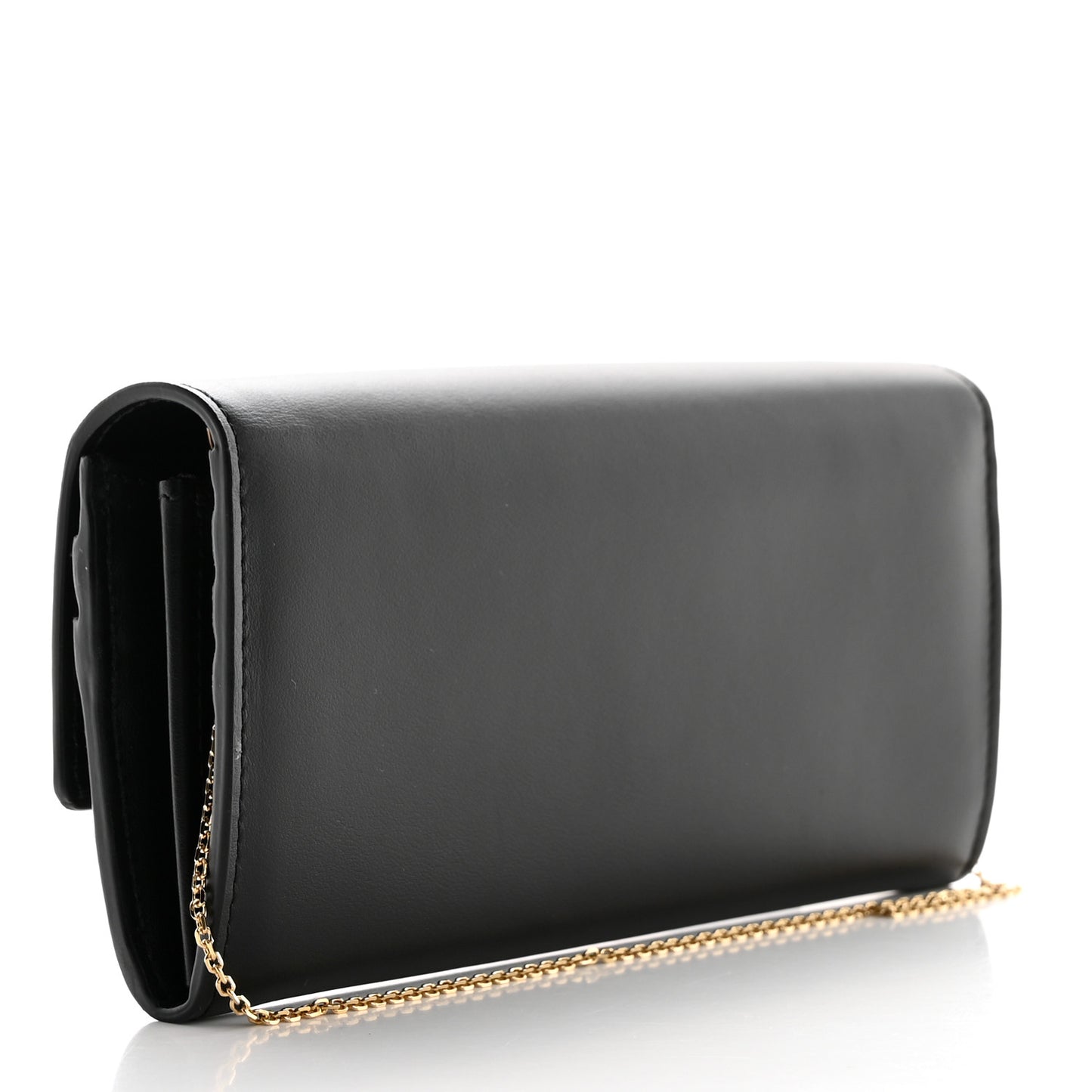 Vitello Kyoto Metal Fendi Roma Logo Chain Continental Wallet Black