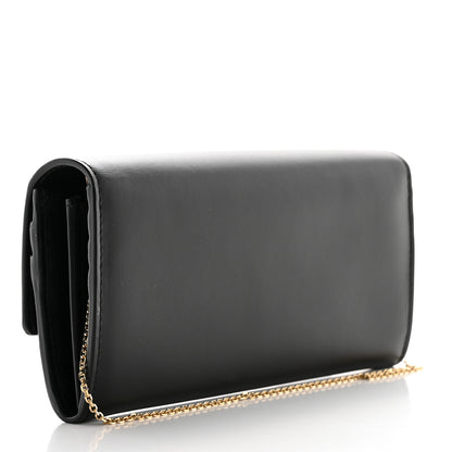 Fendi Vitello Kyoto Metal Fendi Roma Logo Chain Continental Wallet Black 2 of 10