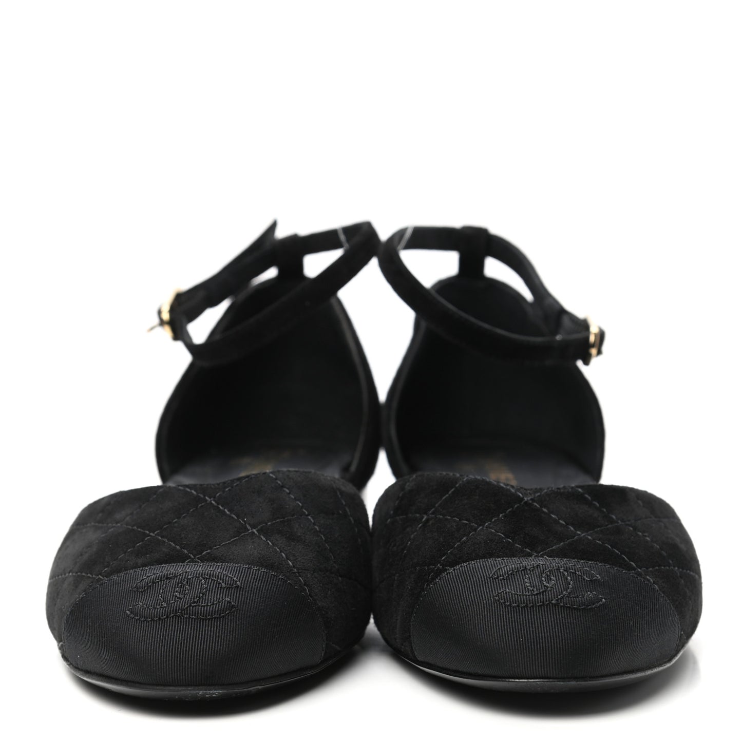 Grosgrain Cap Toe CC Ankle Strap Sandals 37 Black