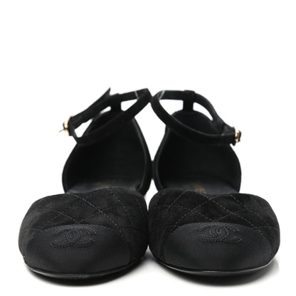 Chanel Grosgrain Cap Toe CC Ankle Strap Sandals 37 Black 2 of 9