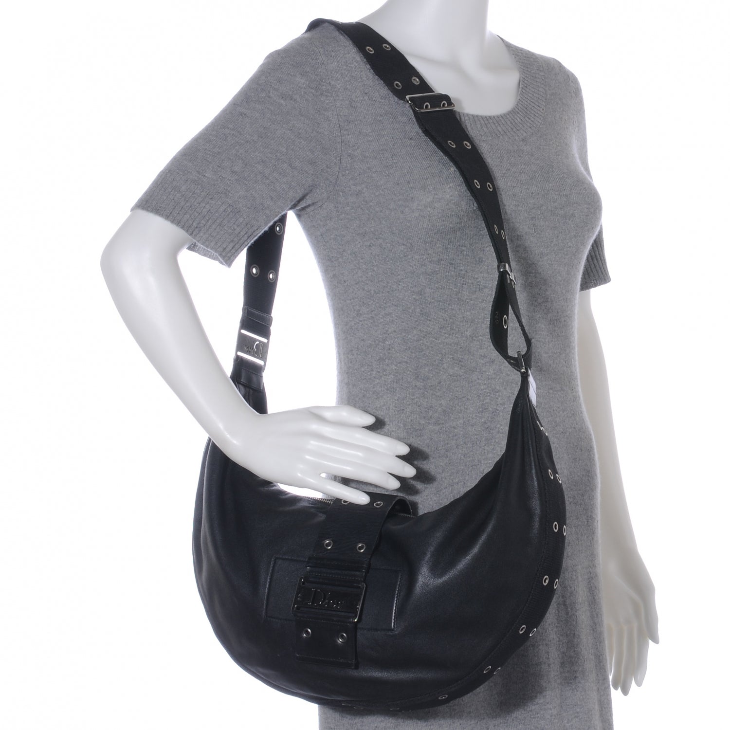 Christian Dior Leather Street Chic Hobo Black 2 of 7