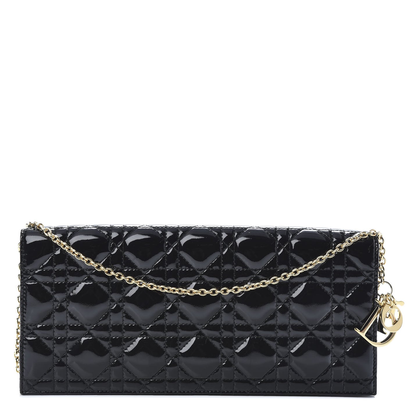 Patent Cannage Lady Dior Convertible Clutch Black