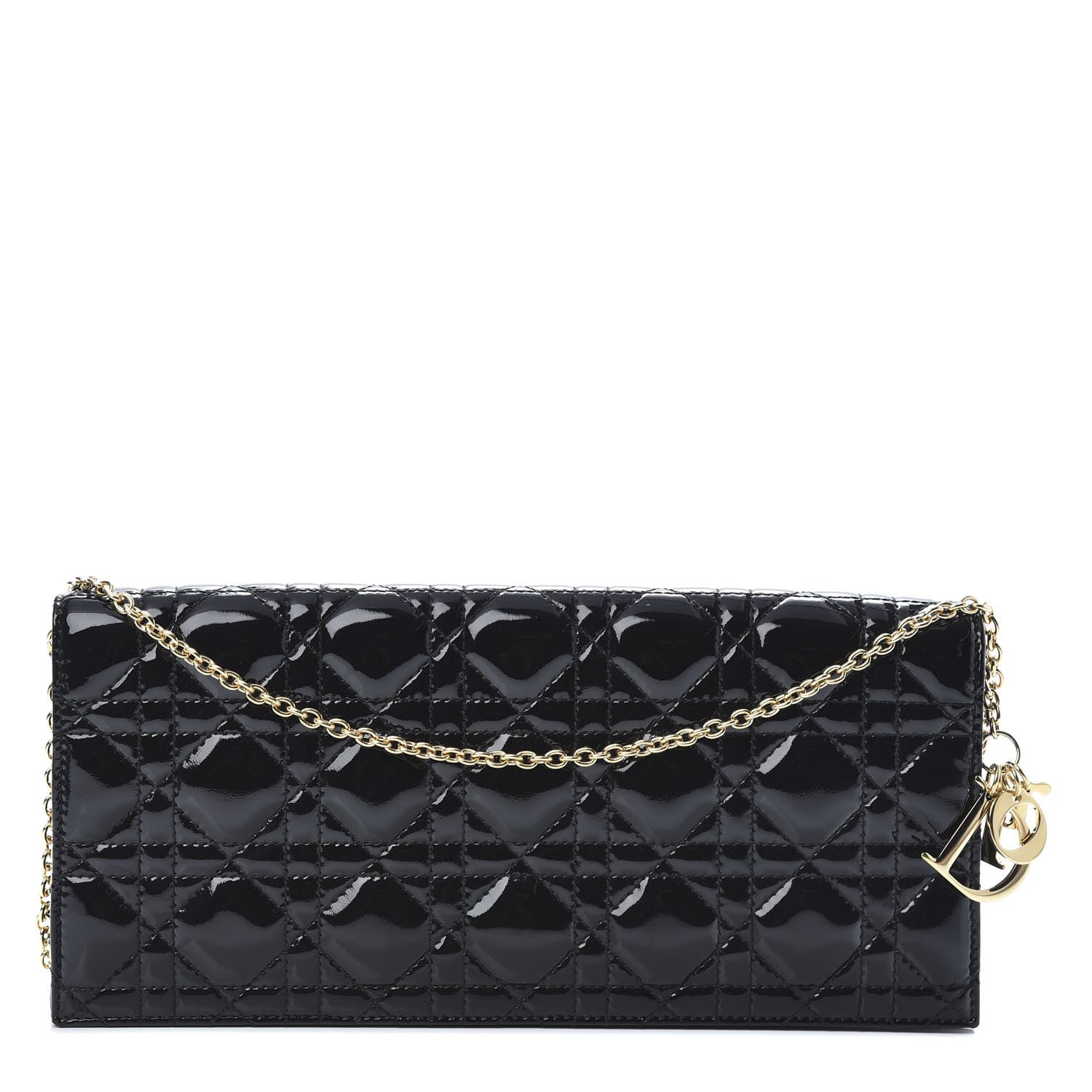 Christian Dior Patent Cannage Lady Dior Convertible Clutch Black 1 of 10