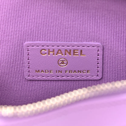 Chanel Lambskin Quilted CC In Love Heart Clutch With Chain Purple 6 of 11