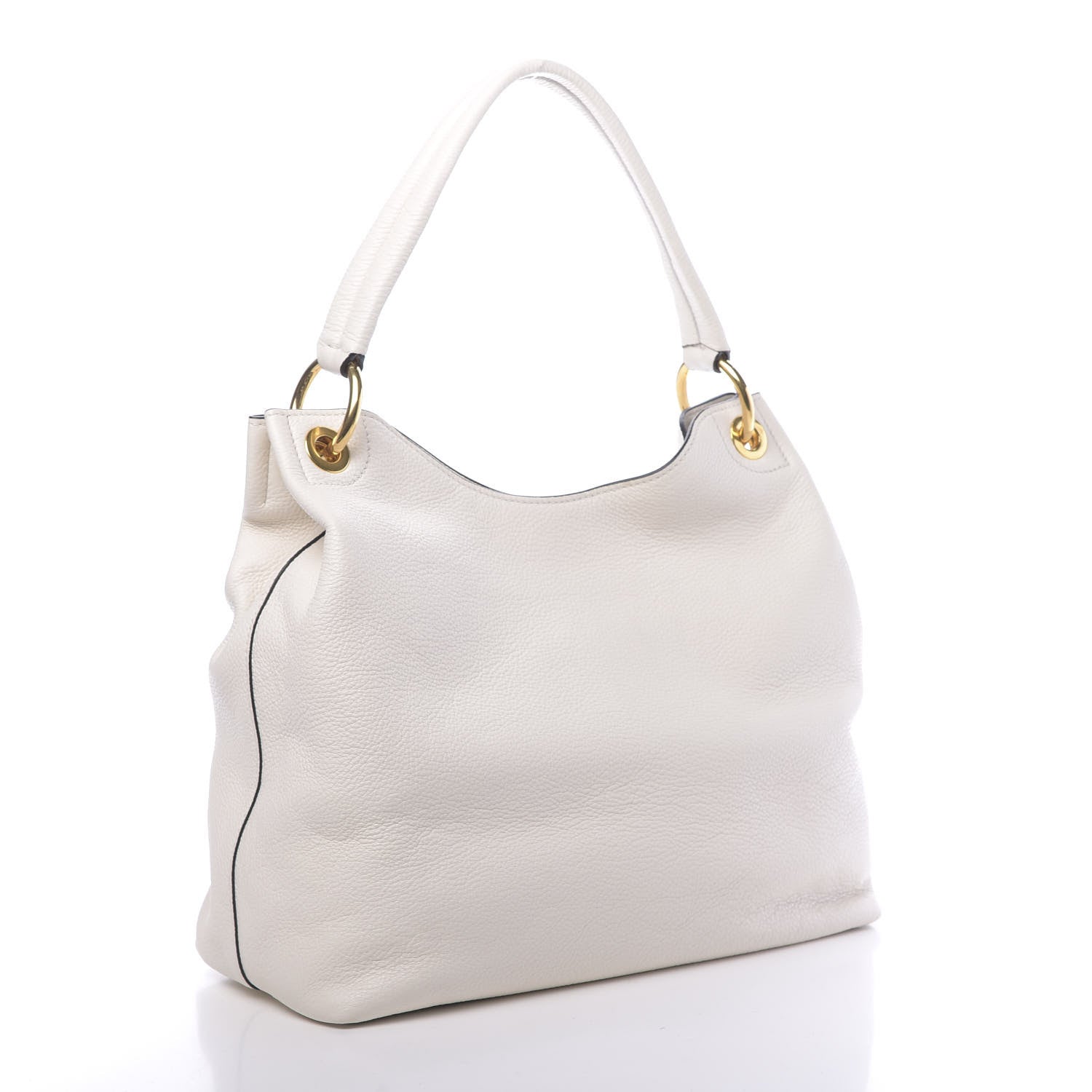 Prada Vitello Phenix Embossed Logo Hobo White 3 of 10