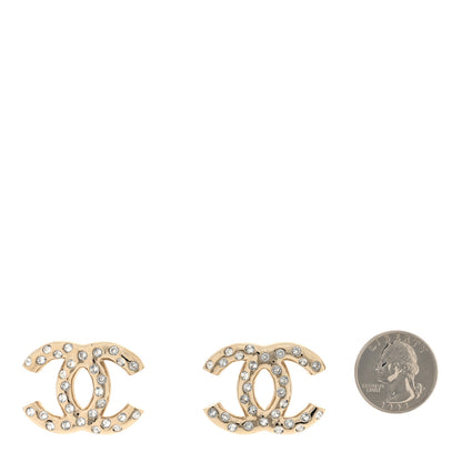 Chanel Metal Crystal CC Earrings Gold 2 of 5