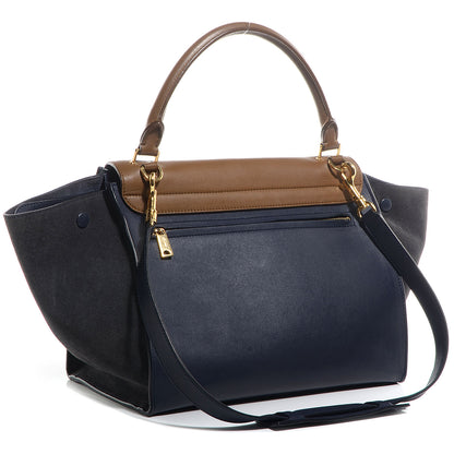 Celine Smooth Calfskin Suede Medium Tri-Color Trapeze Midnight 3 of 9