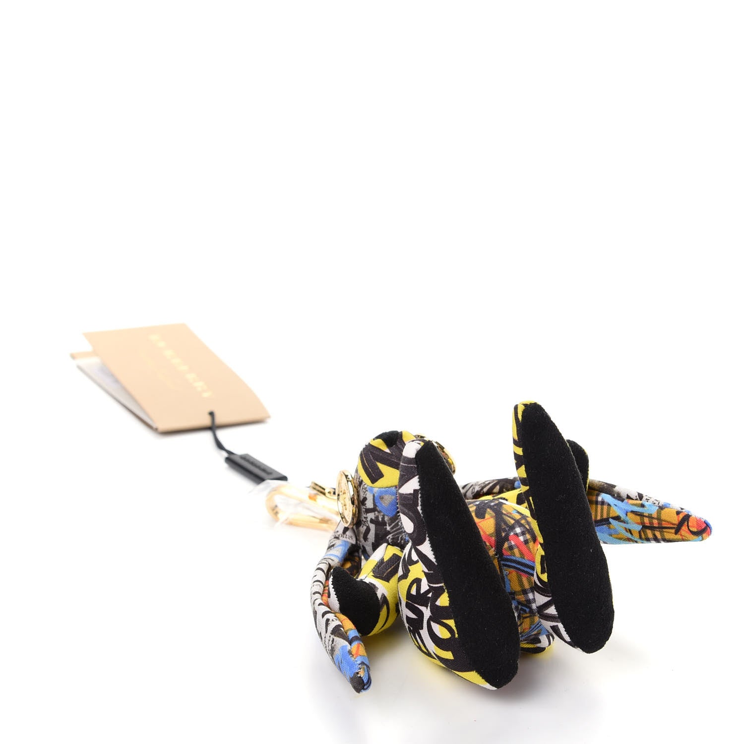 Burberry Cotton Graffiti Print Vera The Hare Bag Charm Yellow Multi 4 of 6