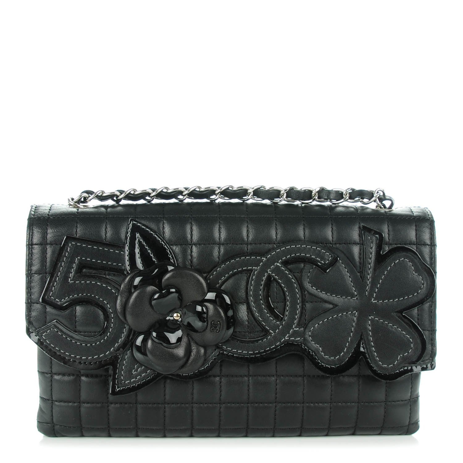 Chanel Lambskin Camellia N°5 Flap Bag Black 1 of 7