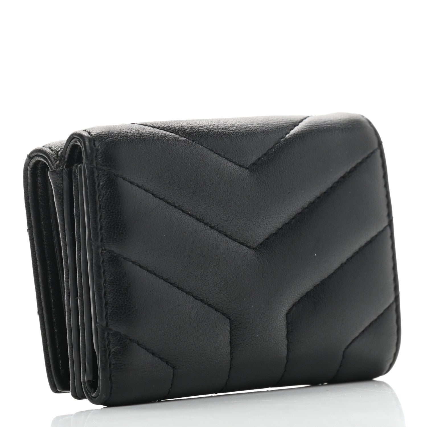 Saint Laurent Lambskin Y Quilted Monogram Loulou Tiny Wallet Black 3 of 9
