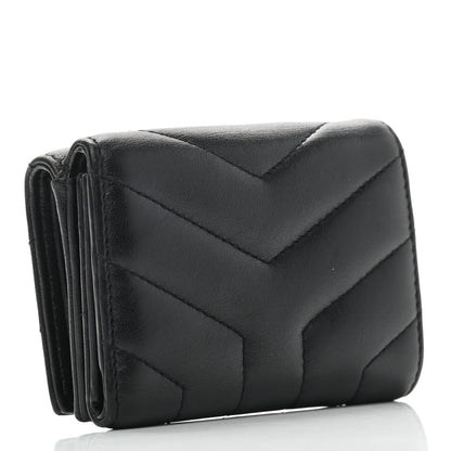 Saint Laurent Lambskin Y Quilted Monogram Loulou Tiny Wallet Black 3 of 9